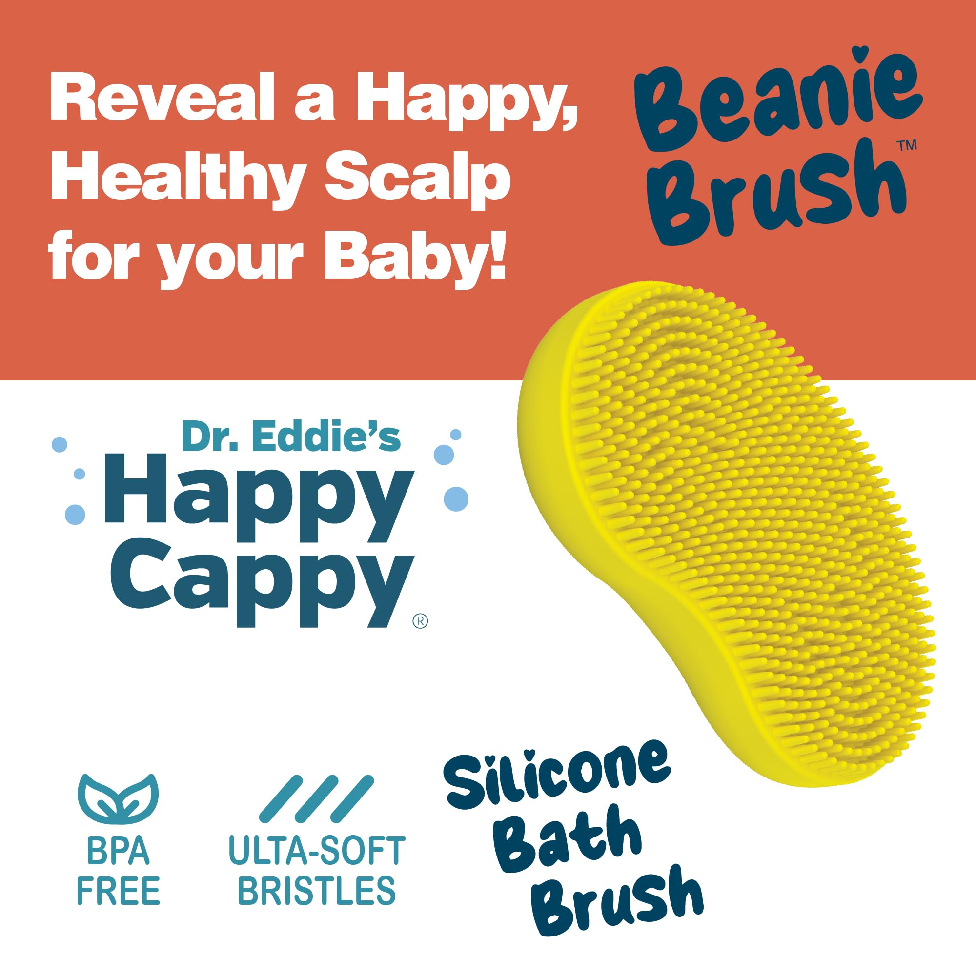 Brosse en silicone Happy Cappy sans BPA, sécurité et douceur.