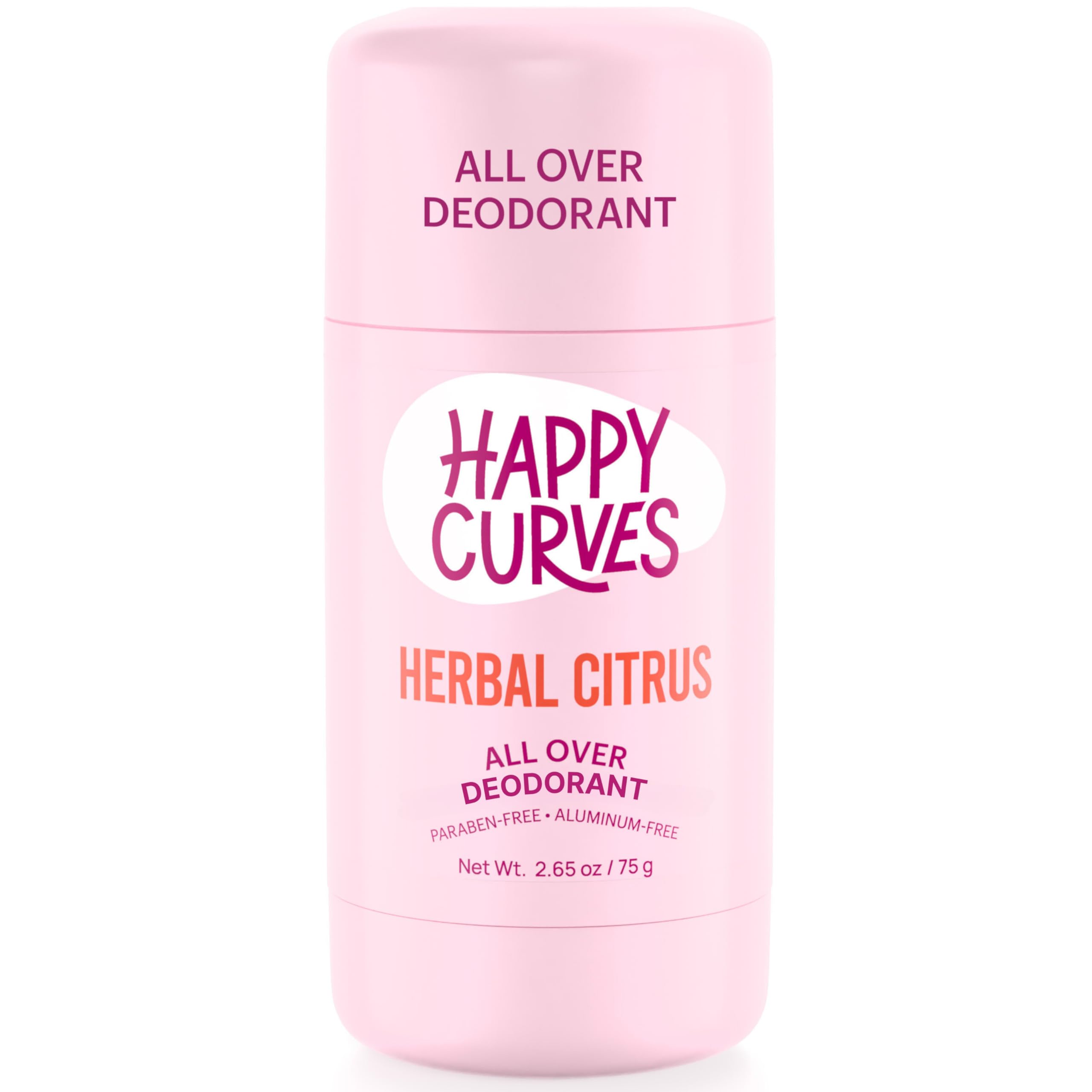 HAPPY CURVES Déodorant tout-corps: bouteille visible, parfum durable.