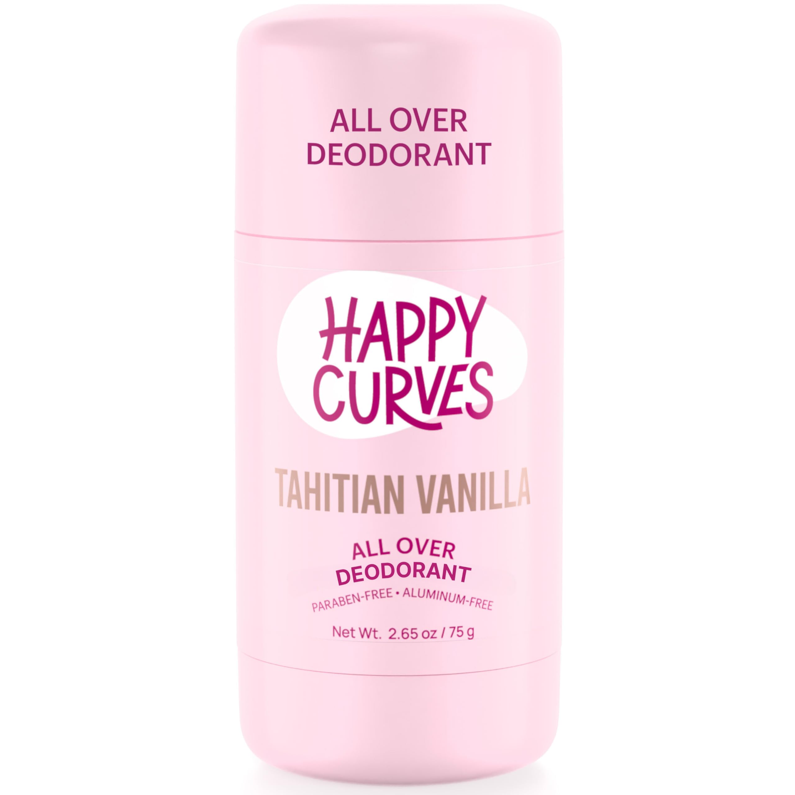Bouteille HAPPY CURVES tout le corps vanille tahitienne, fraîcheur longue durée.