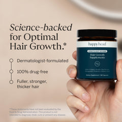 Happy Head – ingrédients clés pour cheveux sains et croissance potentielle.