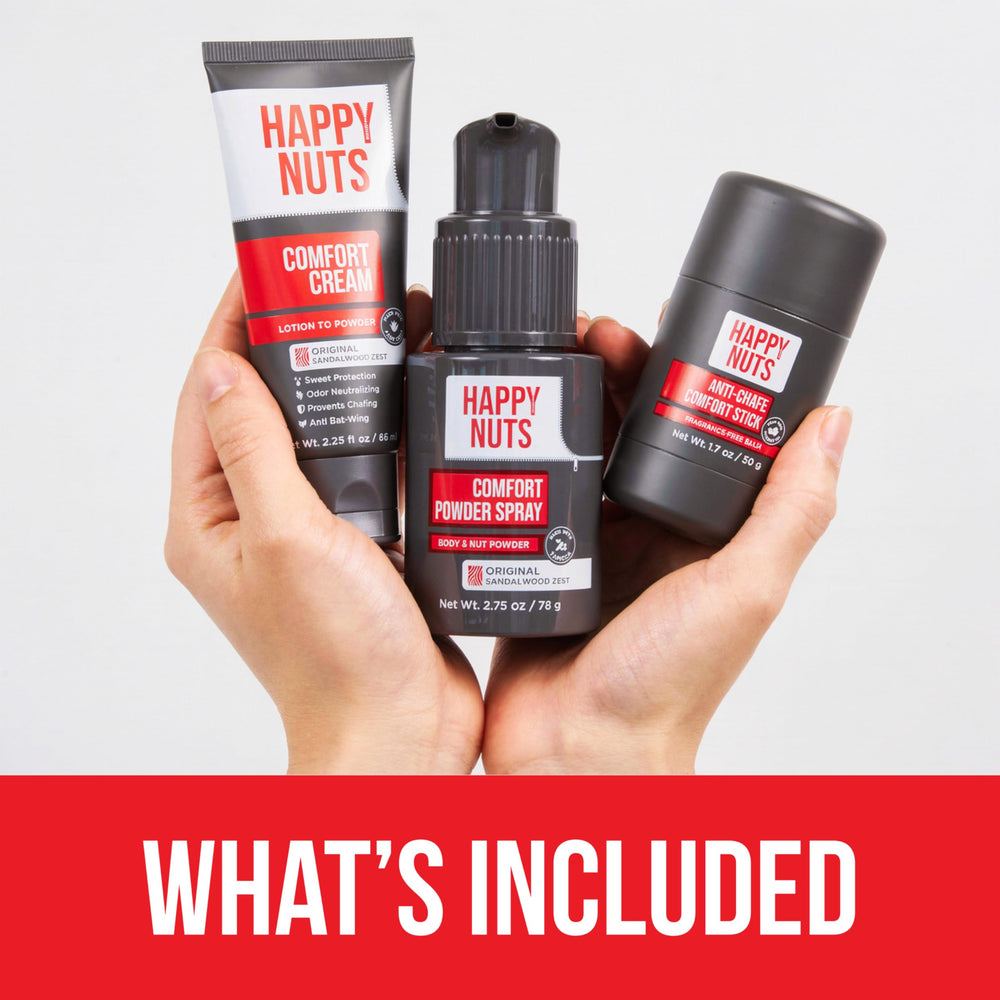 Coffret cadeau HAPPY NUTS pour homme, solution anti-frottement pratique.