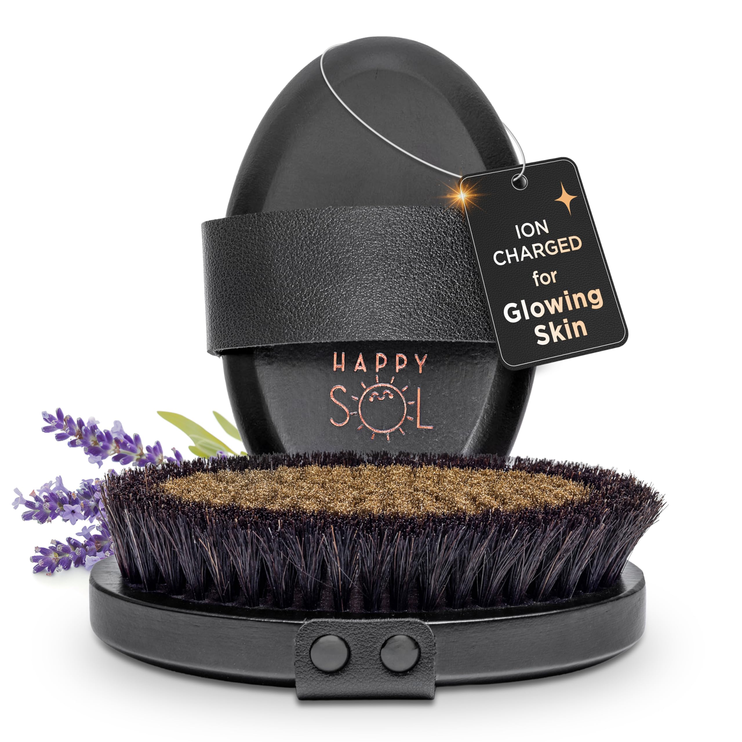 Happy Sol brosse-corps-cuivre-poignee, prise en main confortable et peut favoriser une meilleure circulation.
