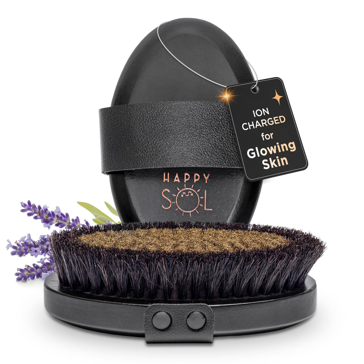 Happy Sol brosse-corps-cuivre-poignee, prise en main confortable et peut favoriser une meilleure circulation.