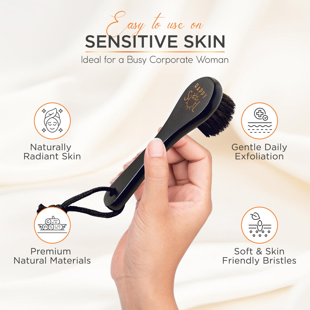 Brosse Happy Sol, poils naturels pour exfoliation douce et efficace