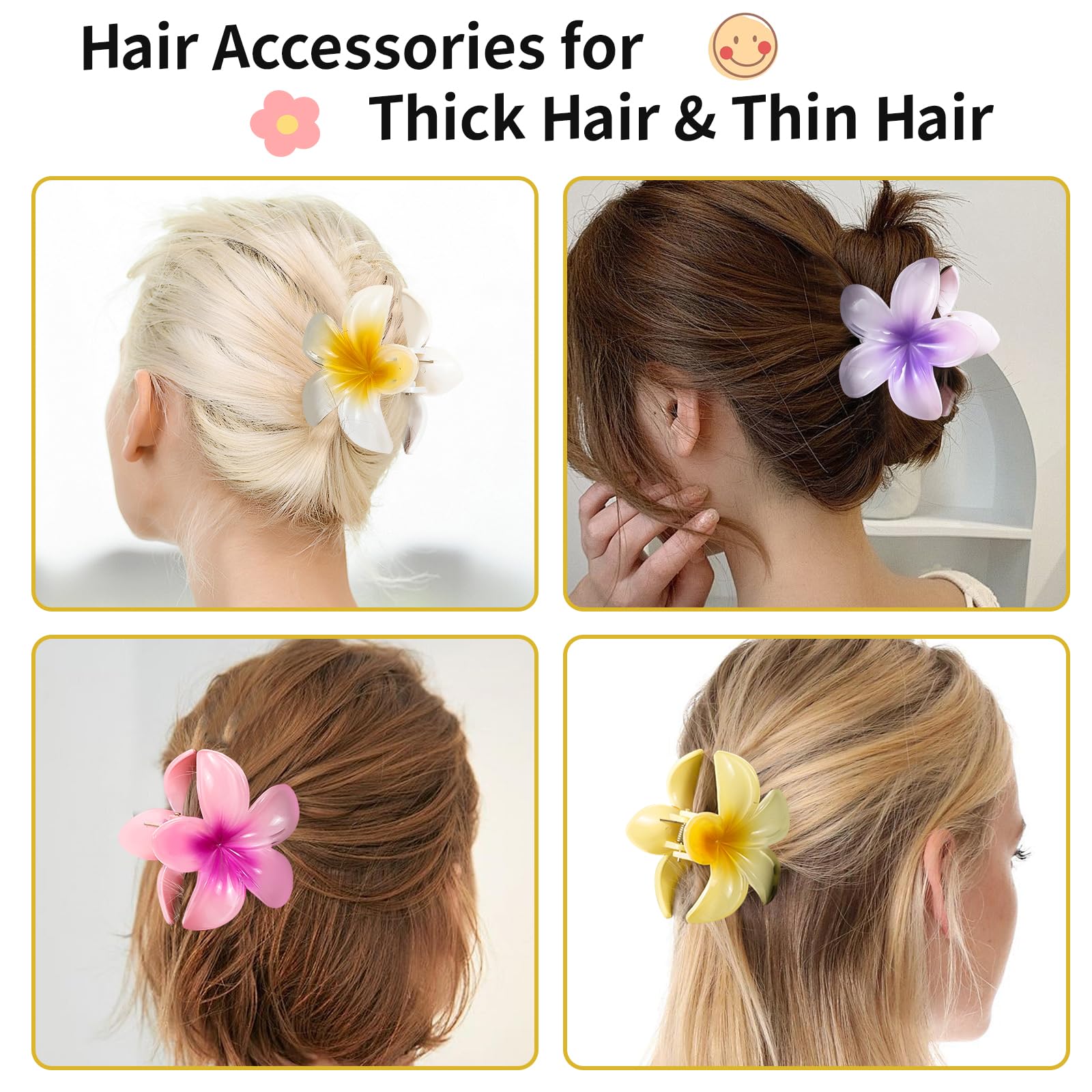 Pinces cheveux HapTime Plumeria jaune, ambiance tropicale pour tous types de cheveux