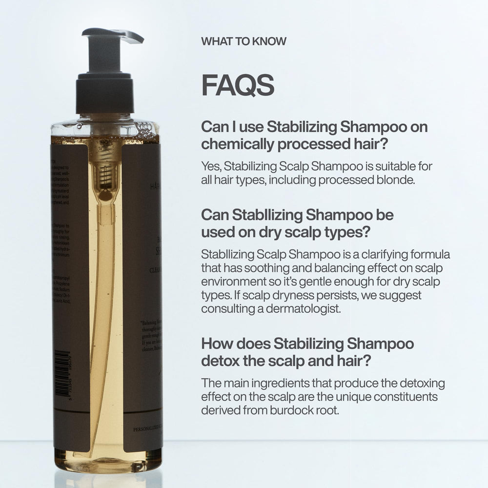 Harklinikken Shampooing Stabilisant – usage quotidien sûr pour cuirs chevelus sensibles.