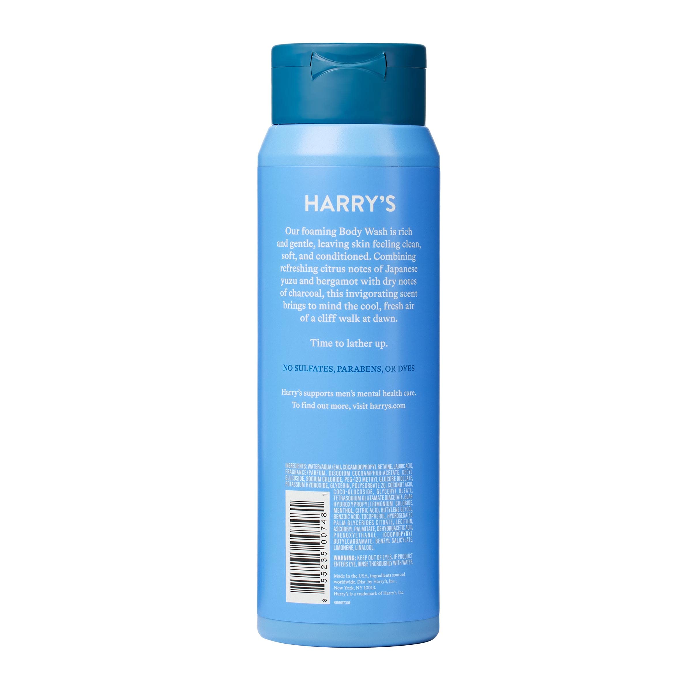 Harry's Shiso bouteille: gel douche frais sans sulfates pour une peau douce.