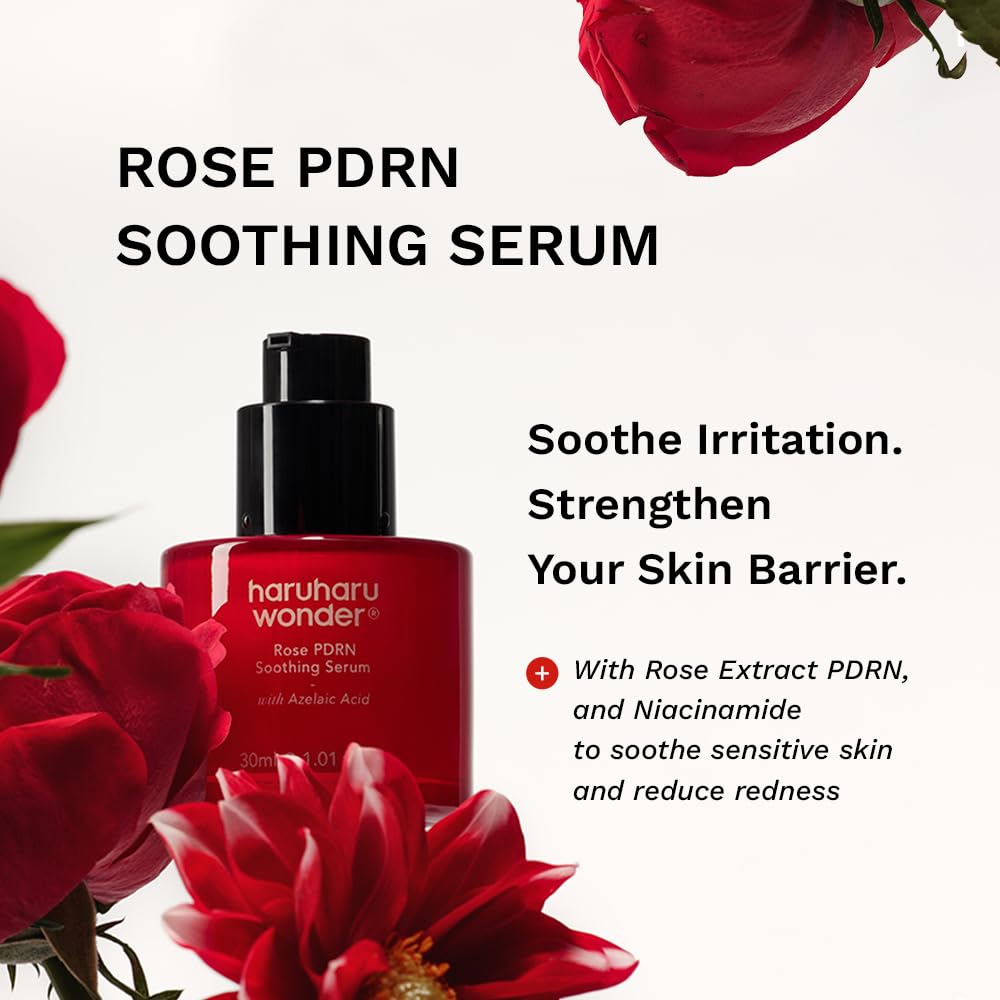 HARUHARU Rose PDRN Serum acide-azelaïque: texture unifiée et pores lissés