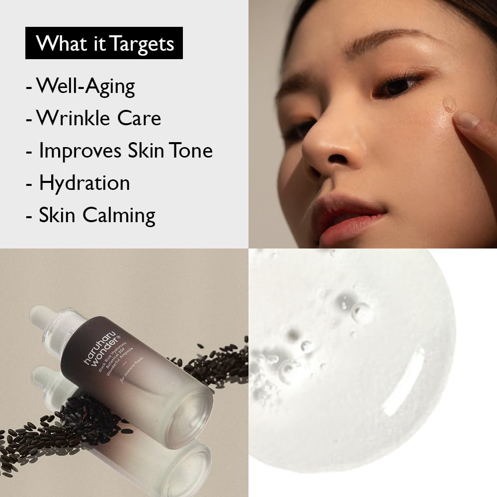 Absorption rapide et éclat naturel après HARUHARU Wonder Black Rice Ampoule.