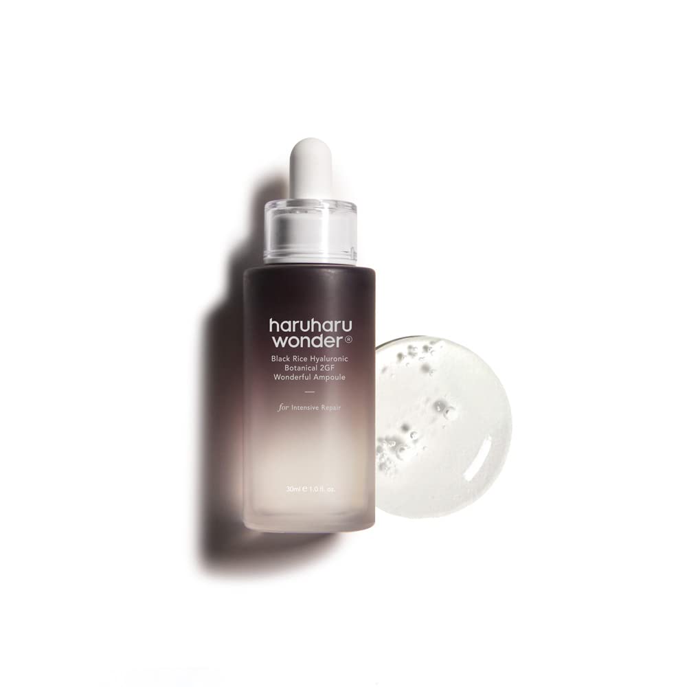 Sérum HARUHARU Wonder Black Rice Ampoule dans son flacon, hydratation douce.