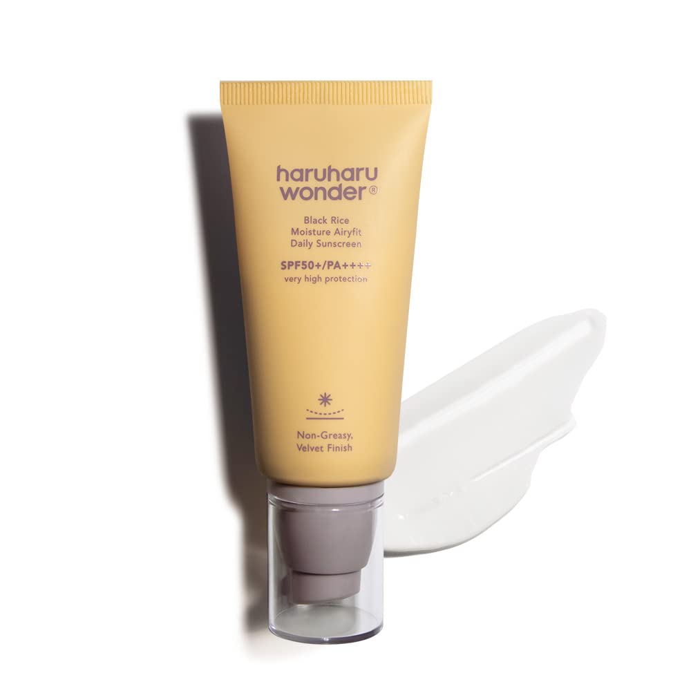 Haruharu Wonder Écran solaire riz noir flacon — protection anti-oxydation et hydratation.