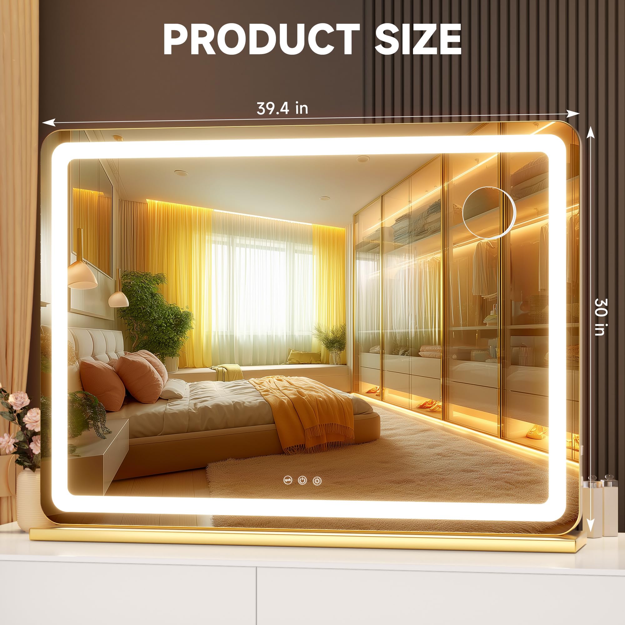 Hasipu miroir-coiffeuse affiche 3 modes lumineux pour s'adapter à votre maquillage