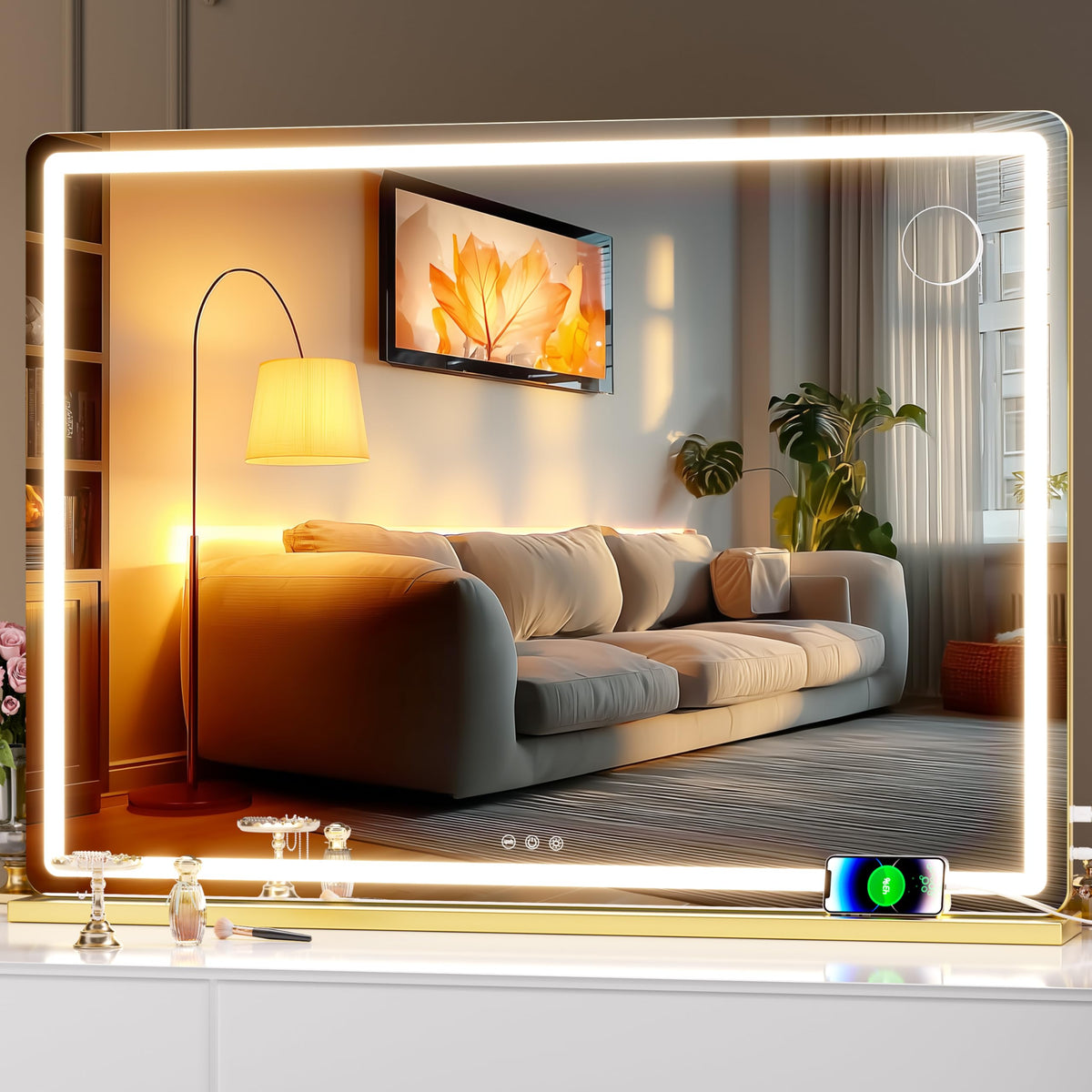 Hasipu miroir-coiffeuse avec lumière led variable pour un maquillage précis