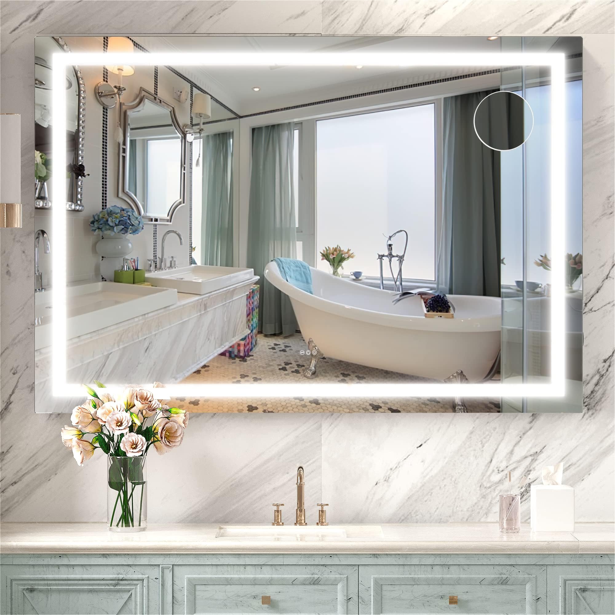 Hasipu Miroir compact et design carré noir pour salon ou salle de bain.