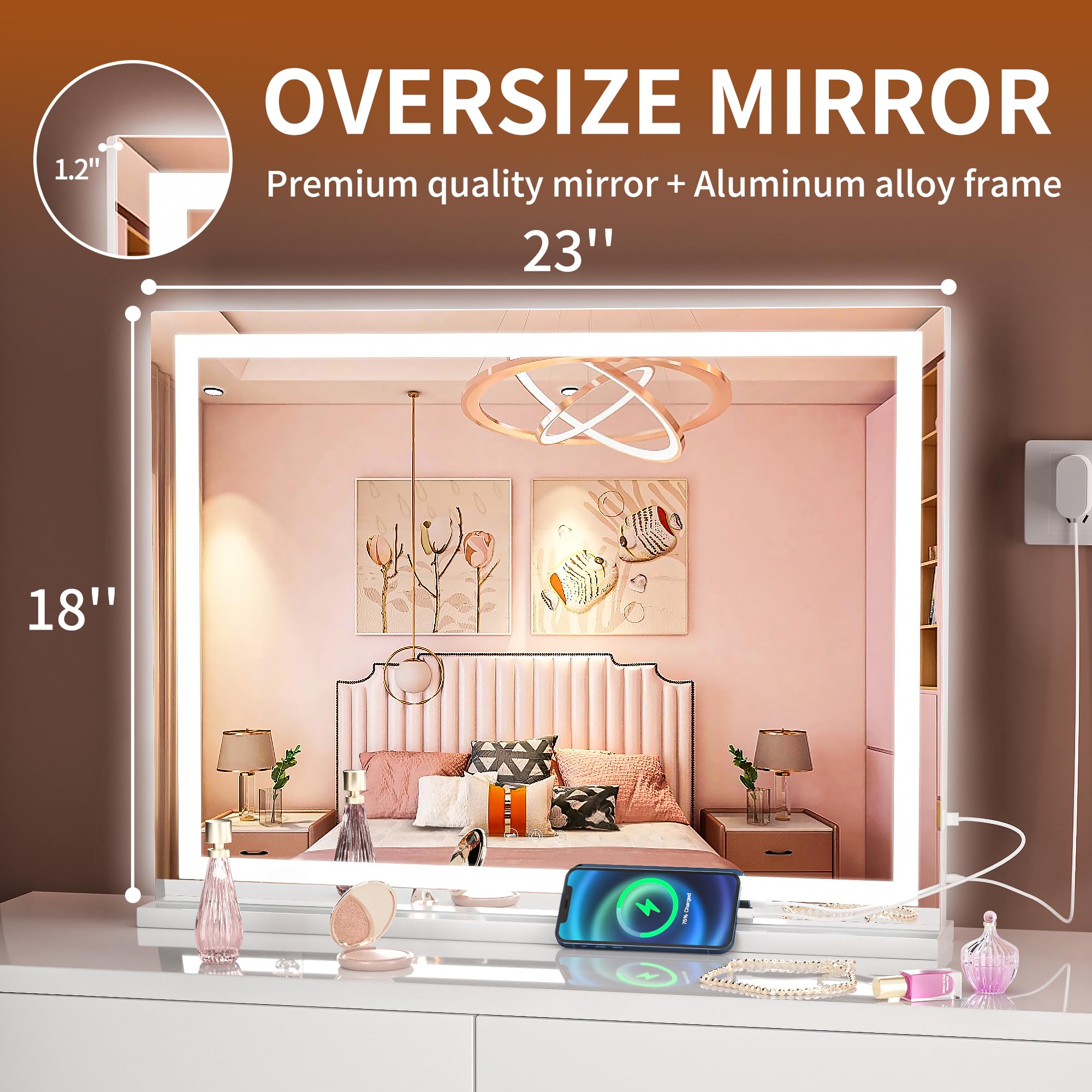 Hasipu miroir-led-brillance: intensité lumineuse réglable pour différents looks.