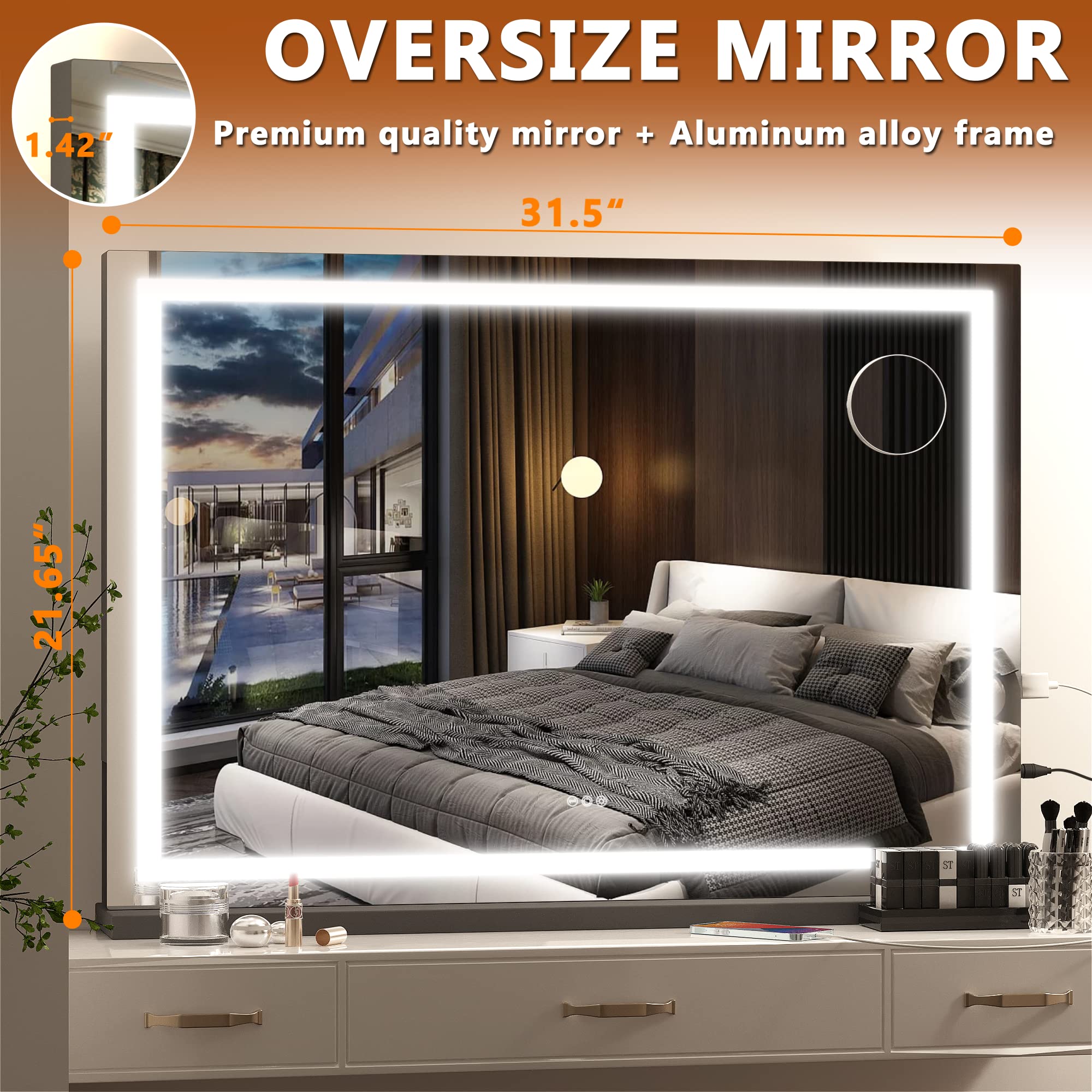 Hasipu Miroir LED tactile réglable ajuste l’éclairage selon vos besoins.