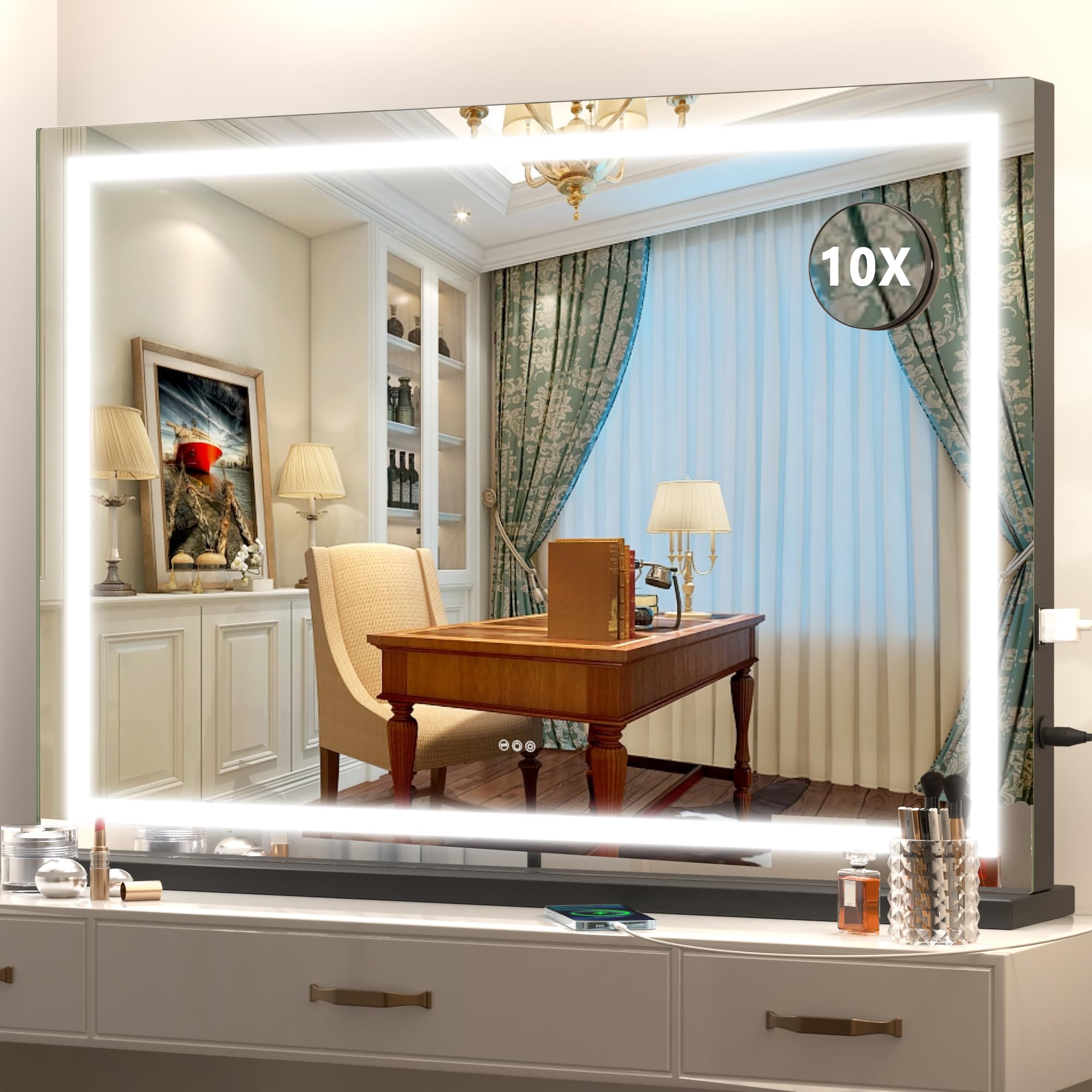 Hasipu Miroir Maquillage Lumineux offre une lumière nette pour un maquillage précis.