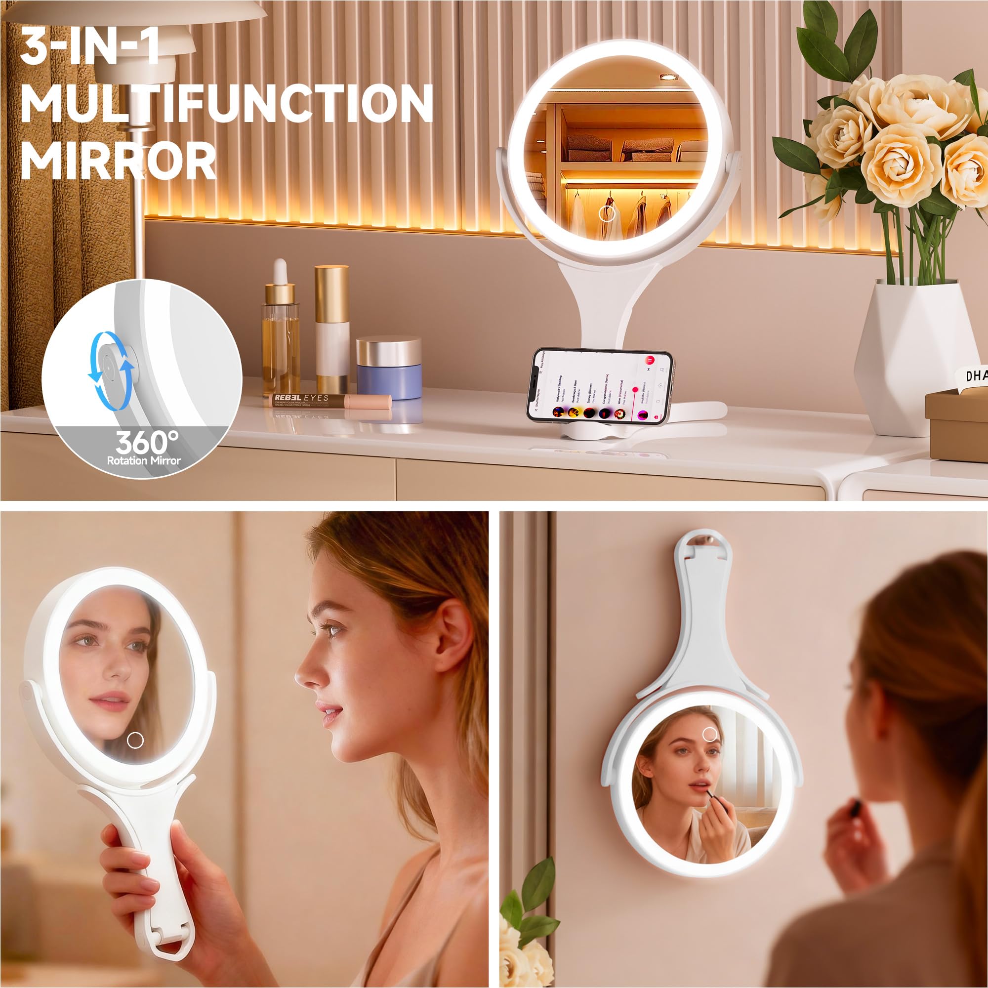 Hasipu miroir portable et léger, facile à glisser dans le sac