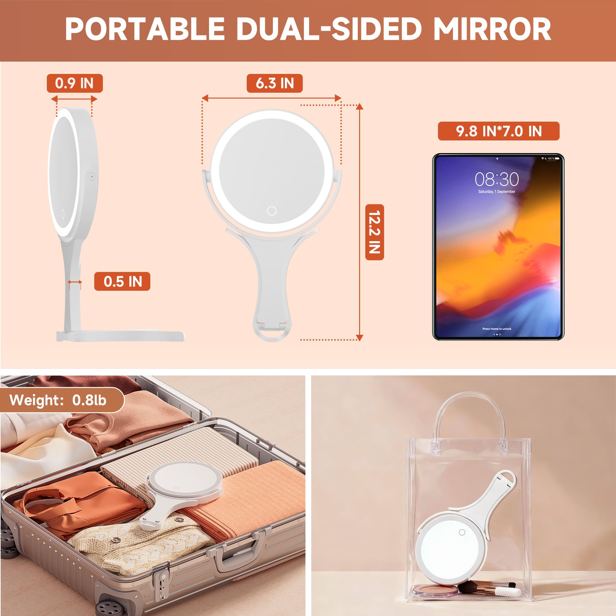 Hasipu miroir tactile avec réglage brillant facile