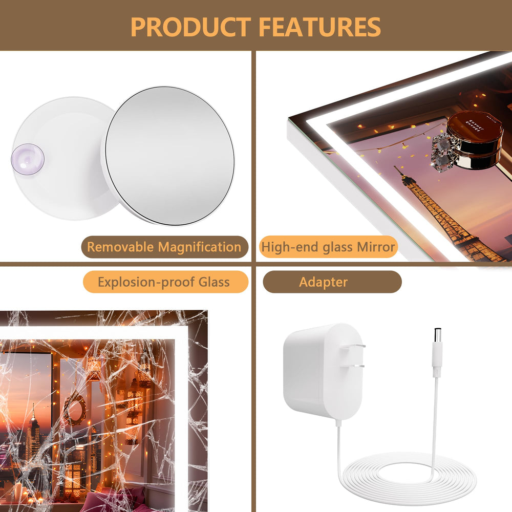 Hasipu Miroir Vanité design carré blanc moderne pour tout espace
