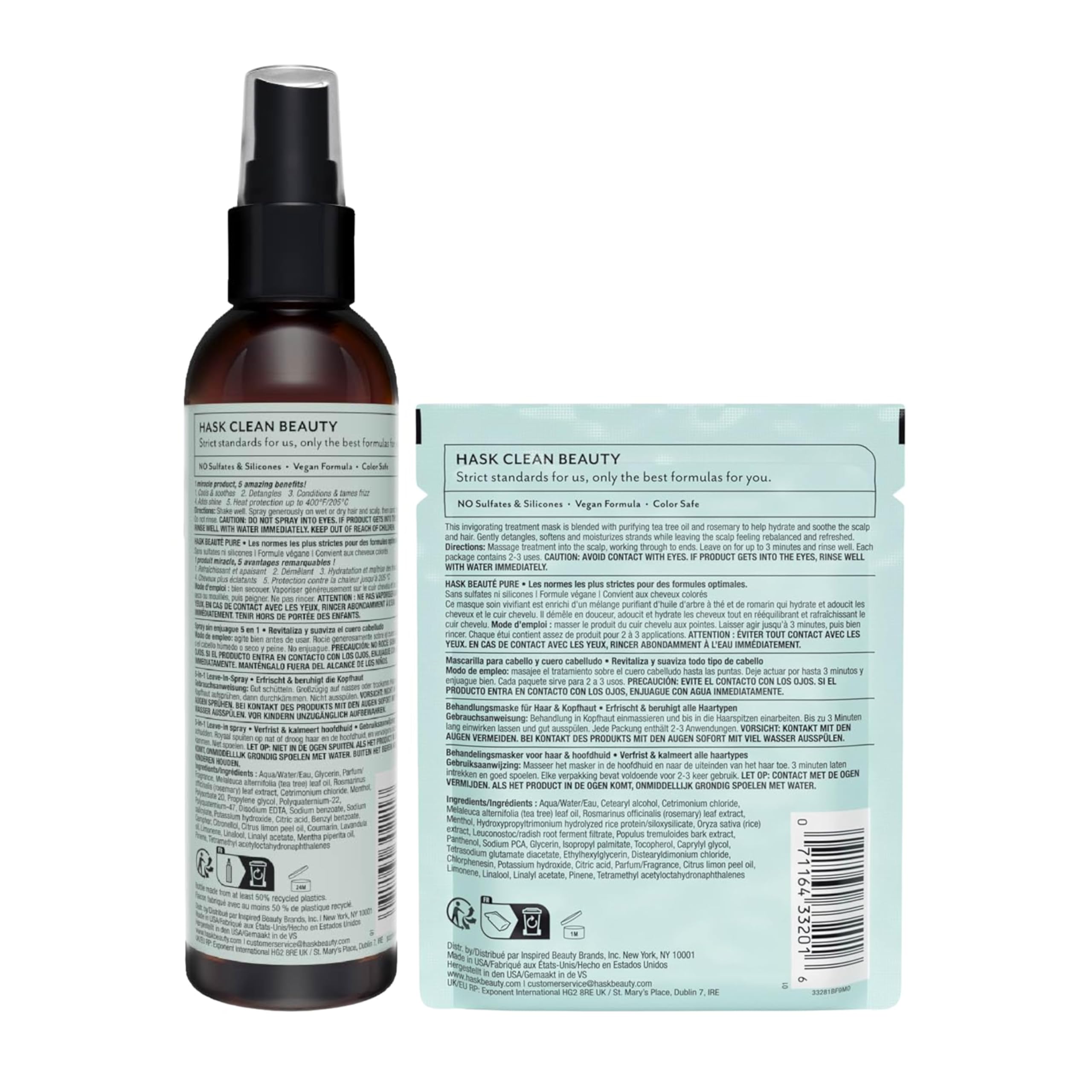 Ambiance bain avec les produits capillaires HASK sur étagère