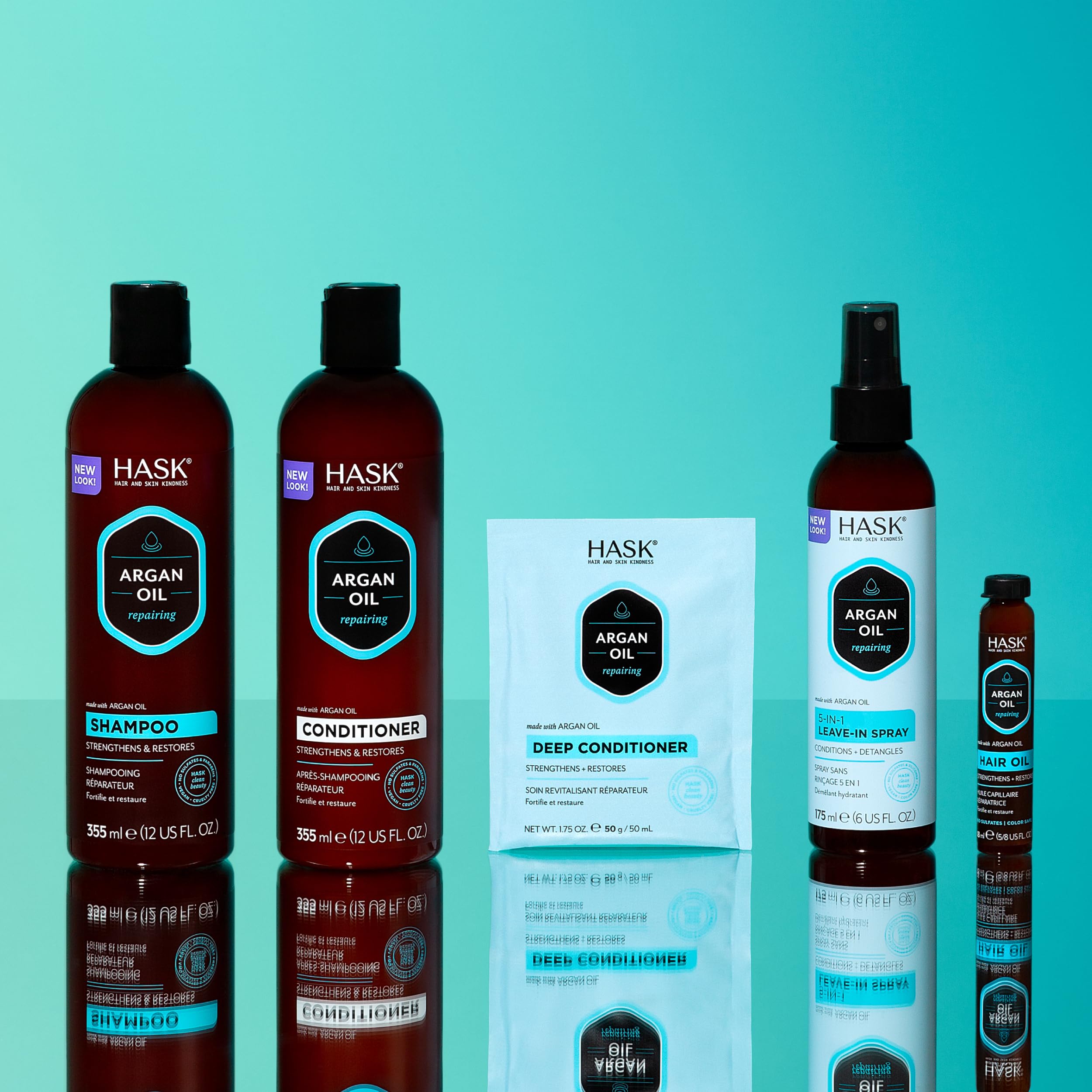 Application sur cheveux humides avec HASK, prépare les cheveux pour le rinçage et la suite