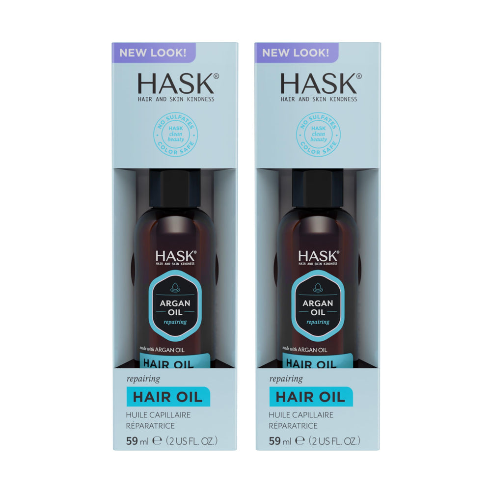 Huile réparatrice HASK Argan, bouteille pompe pour brillance et contrôle des frisottis