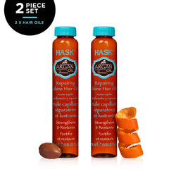 HASK Argan Repairing Hair Oil - application douce révélant démêlage facilité.