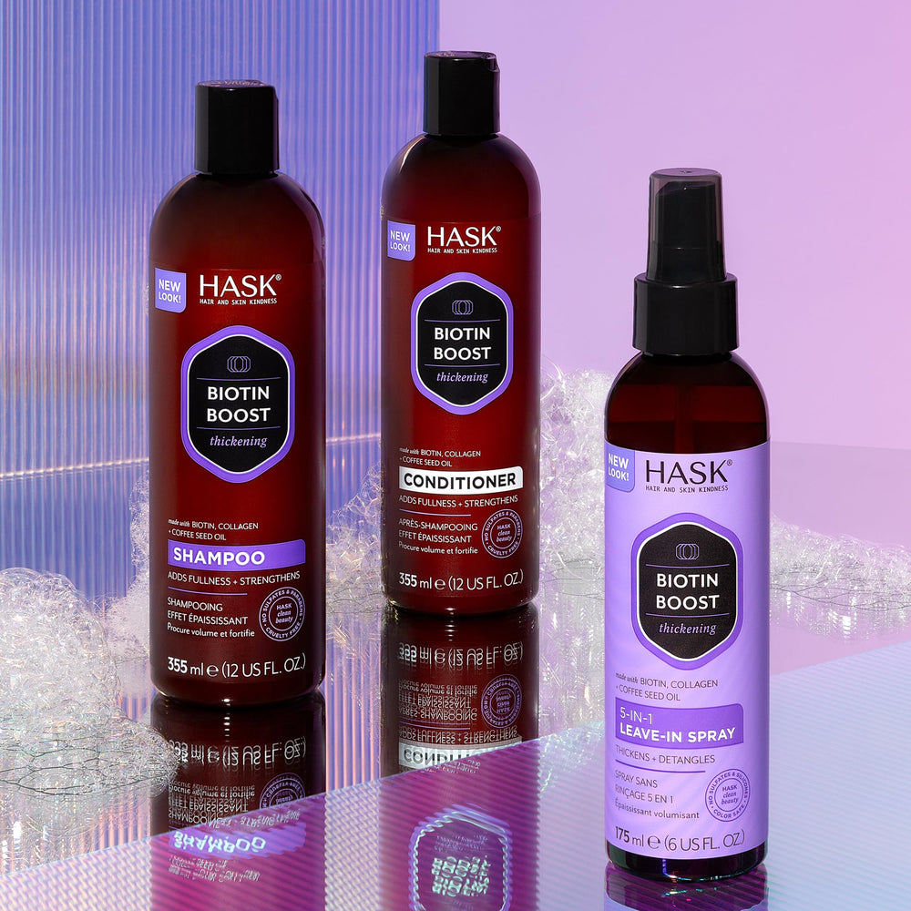 Sans parabènes dans la formule Biotin Boost pour cheveux sensibles.