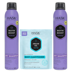 Shampooing sec HASK Biotin Boost – bouteille de 4,3 oz rafraîchit et donne du volume.