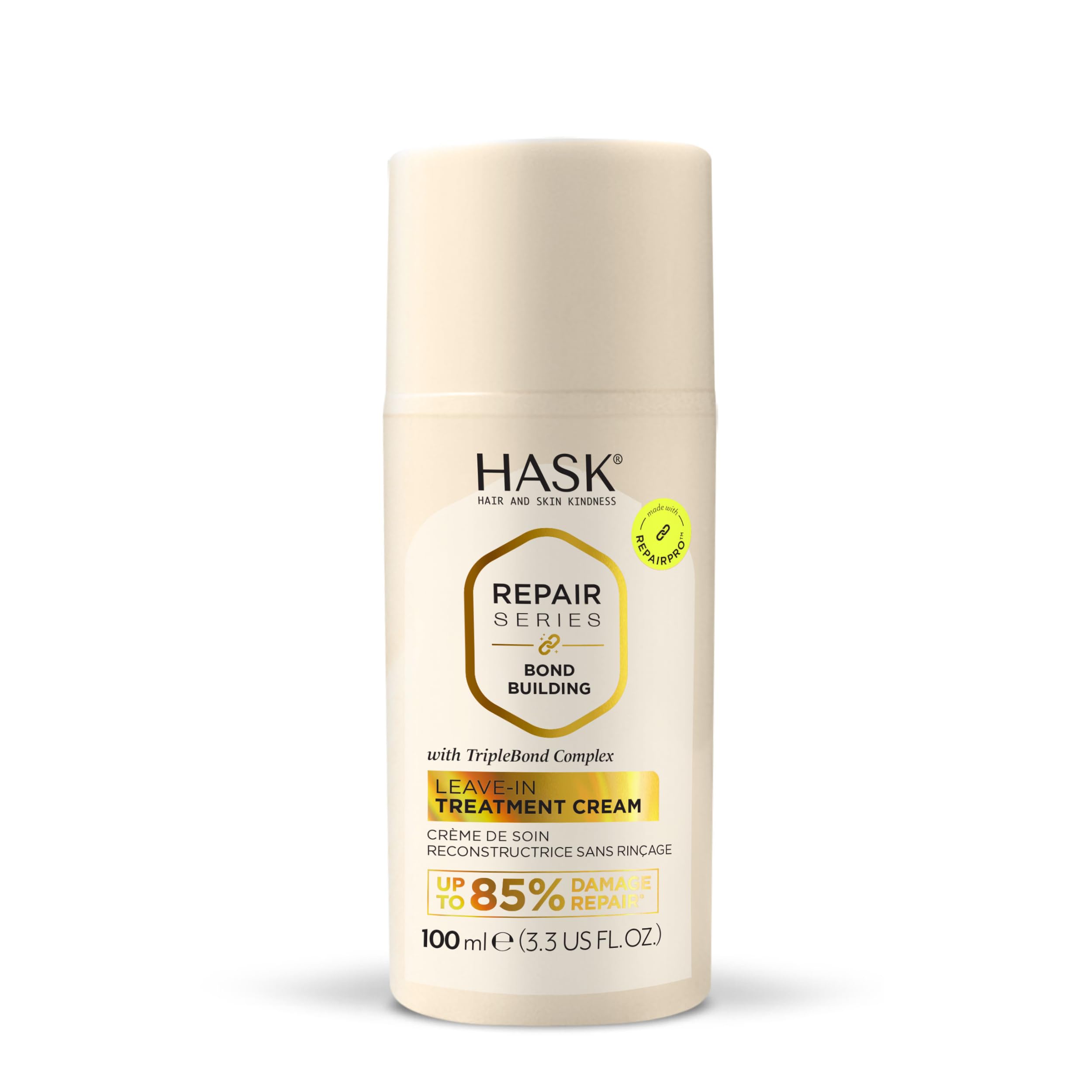 Soin sans rinçage HASK, flacon à l’huile d’argan, hydrate et démêle les cheveux.