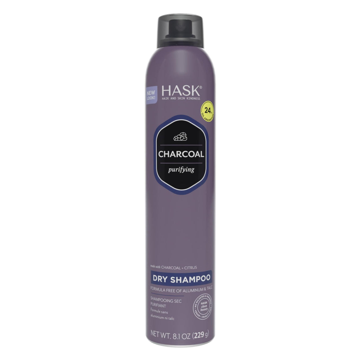 Bouteille de Shampoing Sec Purifiant au Charbon HASK prête à une utilisation rafraîchissante