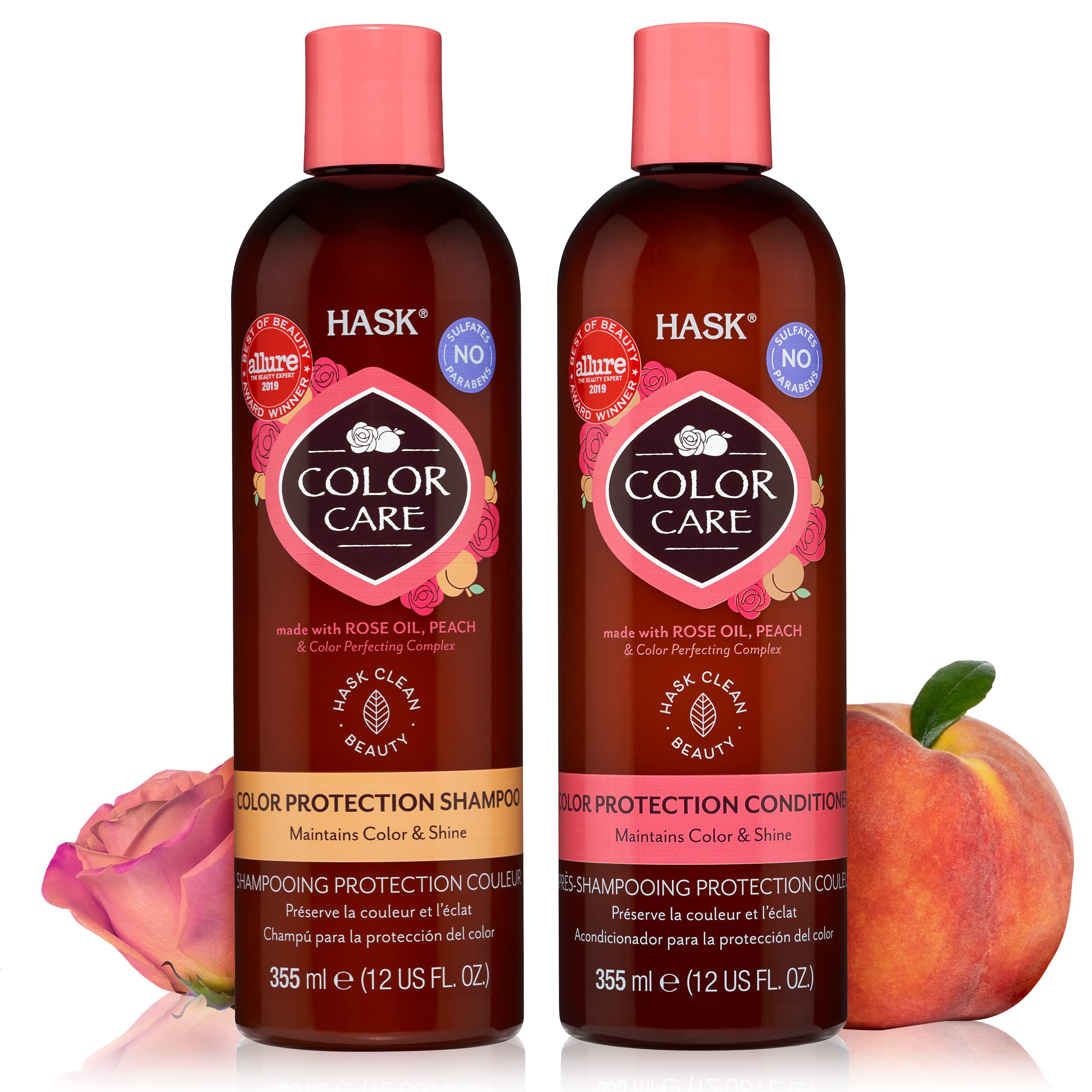 Shampooing Color Care de HASK, bouteille élégante, sans sulfates, protège la couleur.
