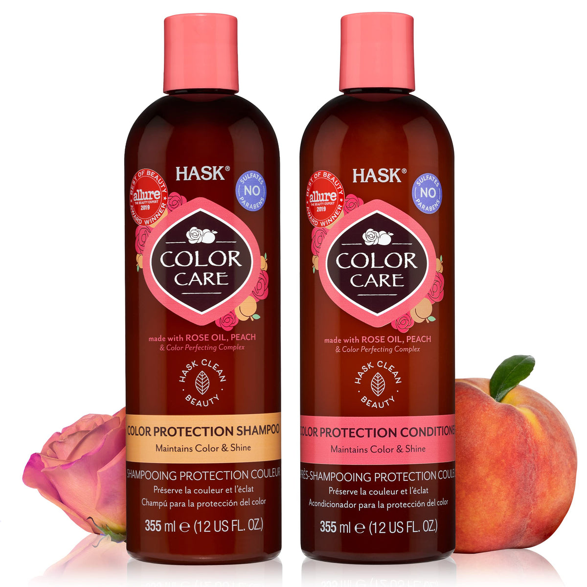 Shampooing Color Care de HASK, bouteille élégante, sans sulfates, protège la couleur.