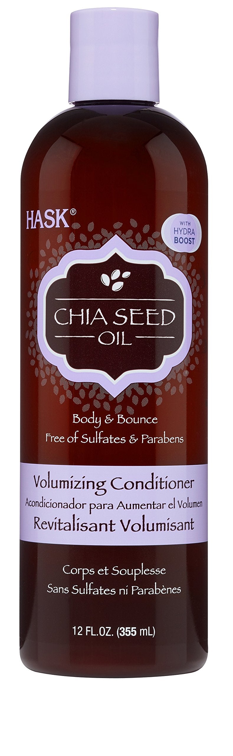 Conditionneur volumisant HASK au chia dans sa bouteille.