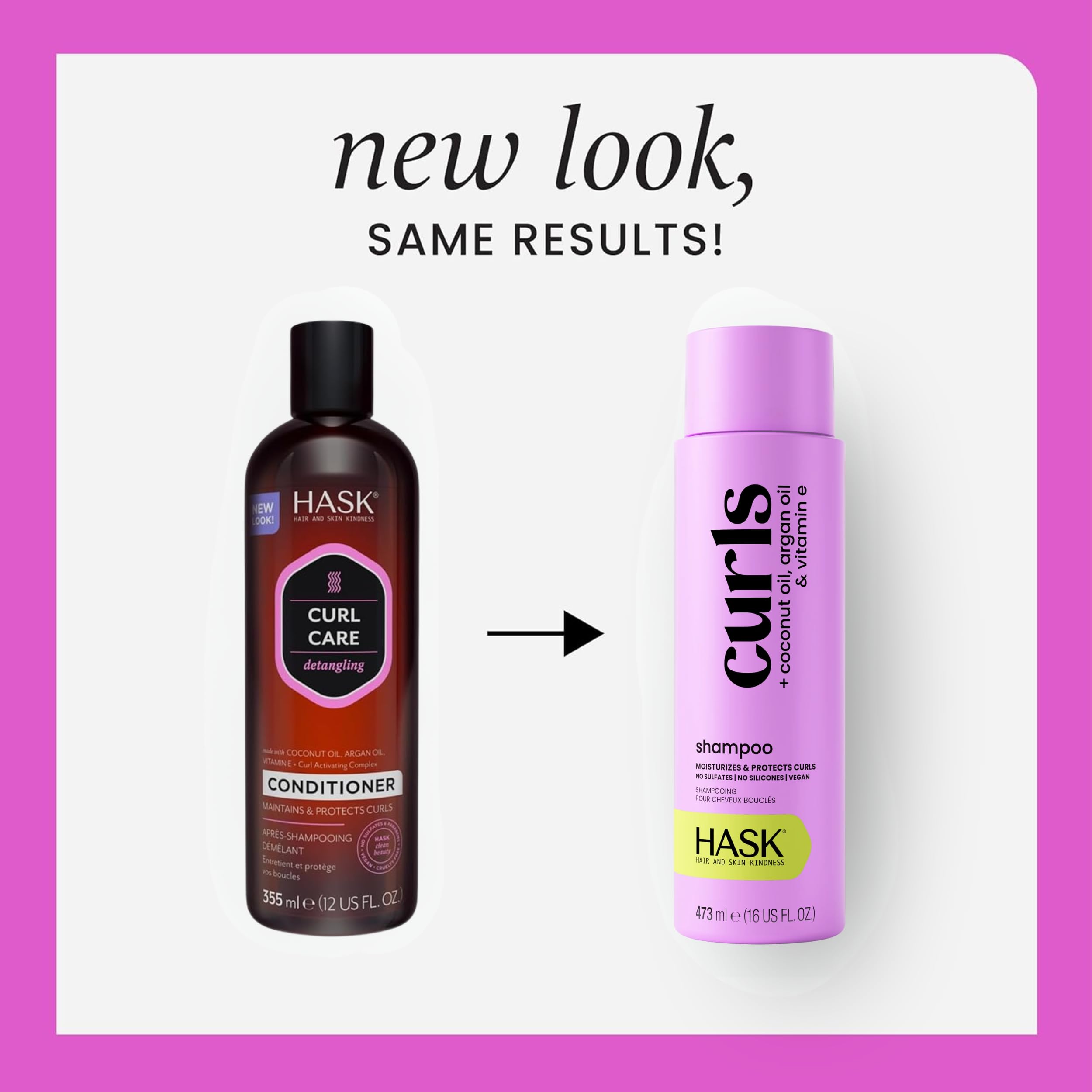 HASK Curl Care Après-shampoing flacon – démêle et nourrit sans alourdir.