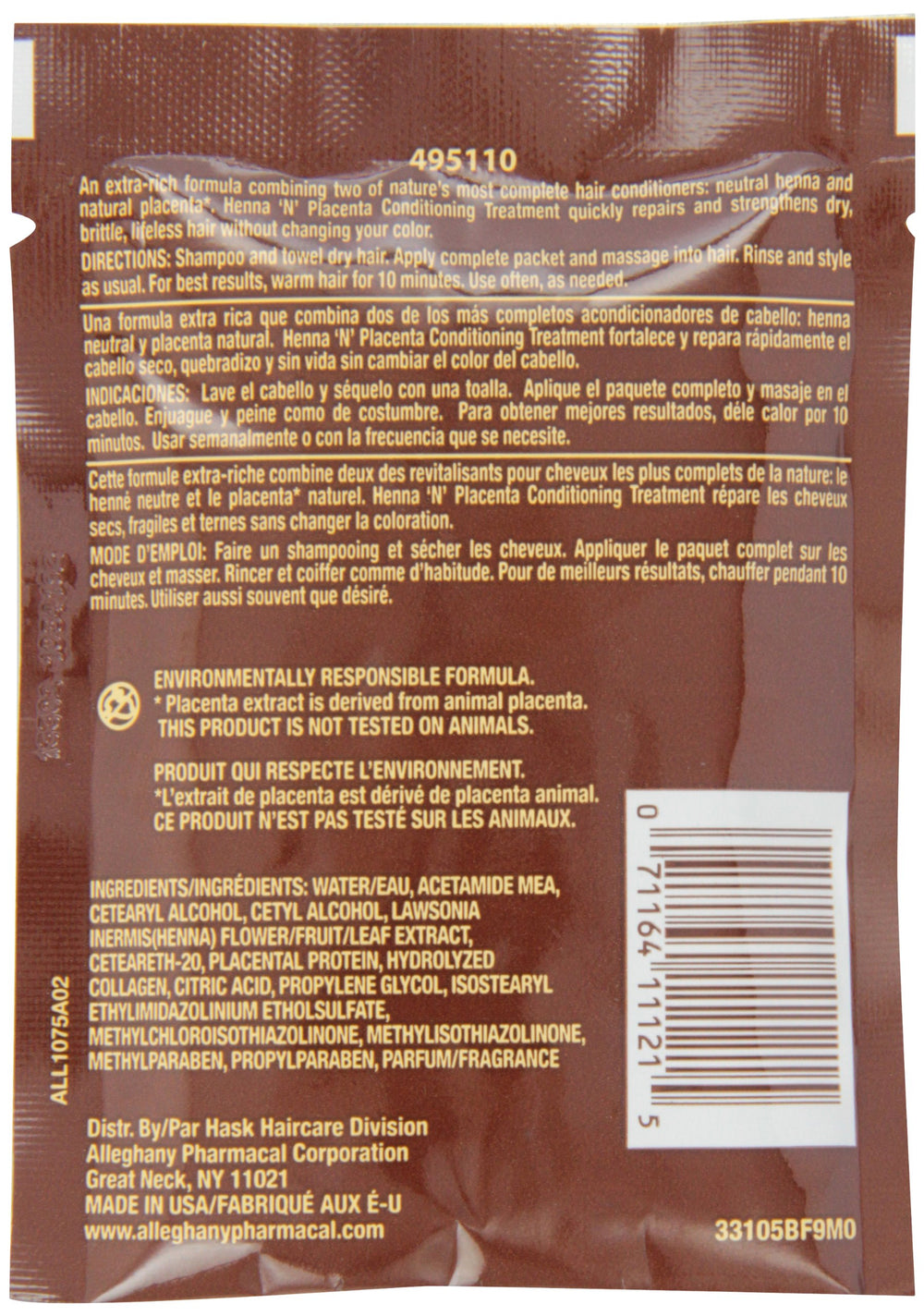 Coffret HASK Henna Placenta 59 ml, ensemble de soins démêlants et nourrissants