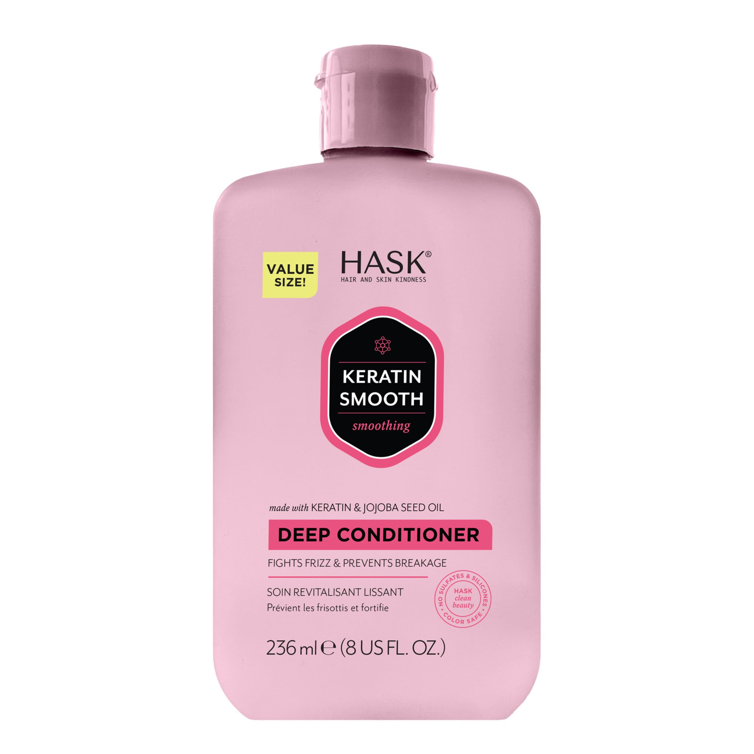 HASK Keratin Smoothing - bouteille prête à l’emploi, cheveux brillants et sans frisottis.