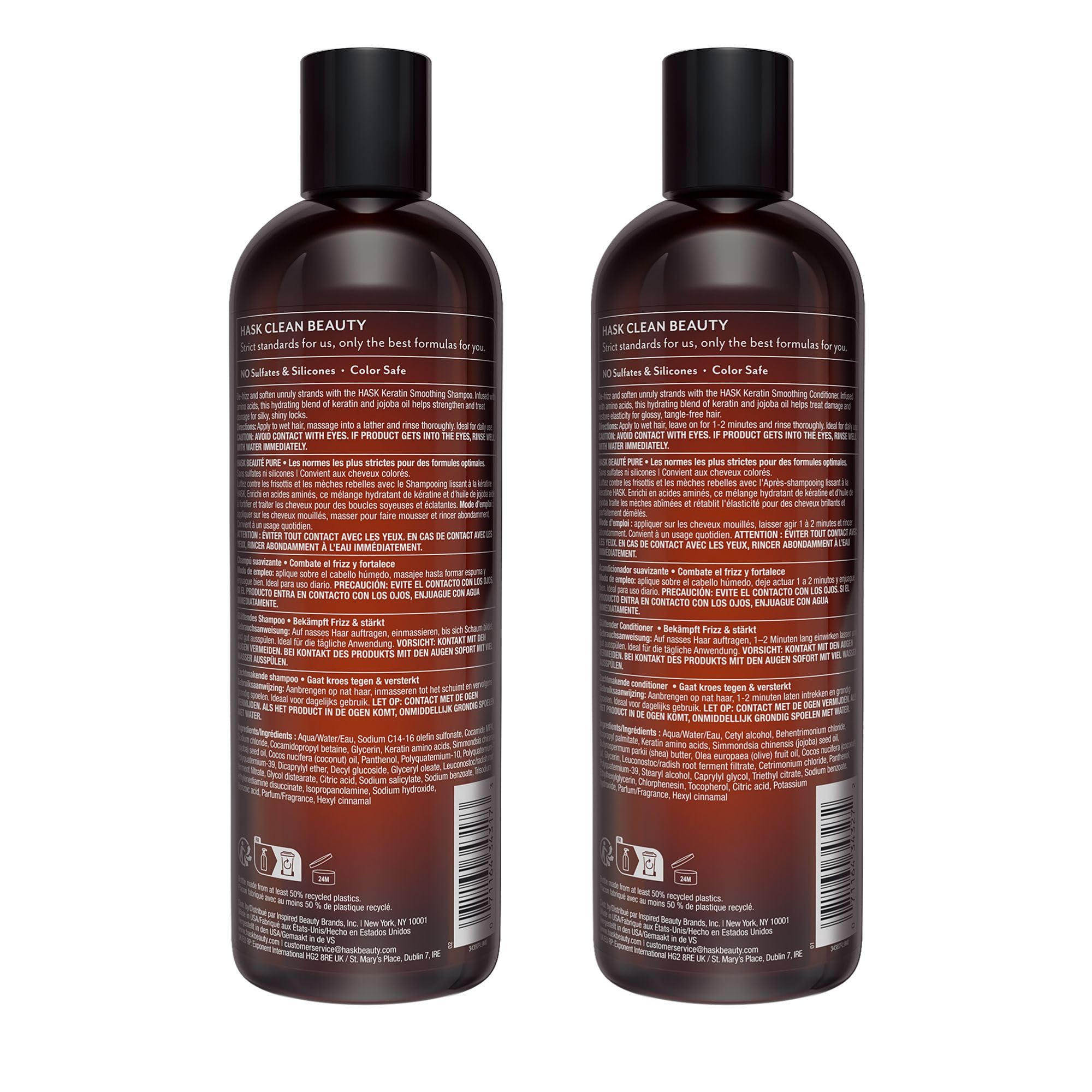 Emballage design de HASK Keratine Lissante, prêt pour votre routine.