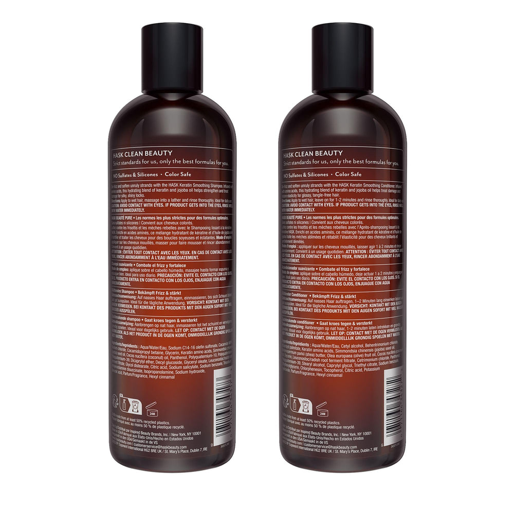 Emballage design de HASK Keratine Lissante, prêt pour votre routine.