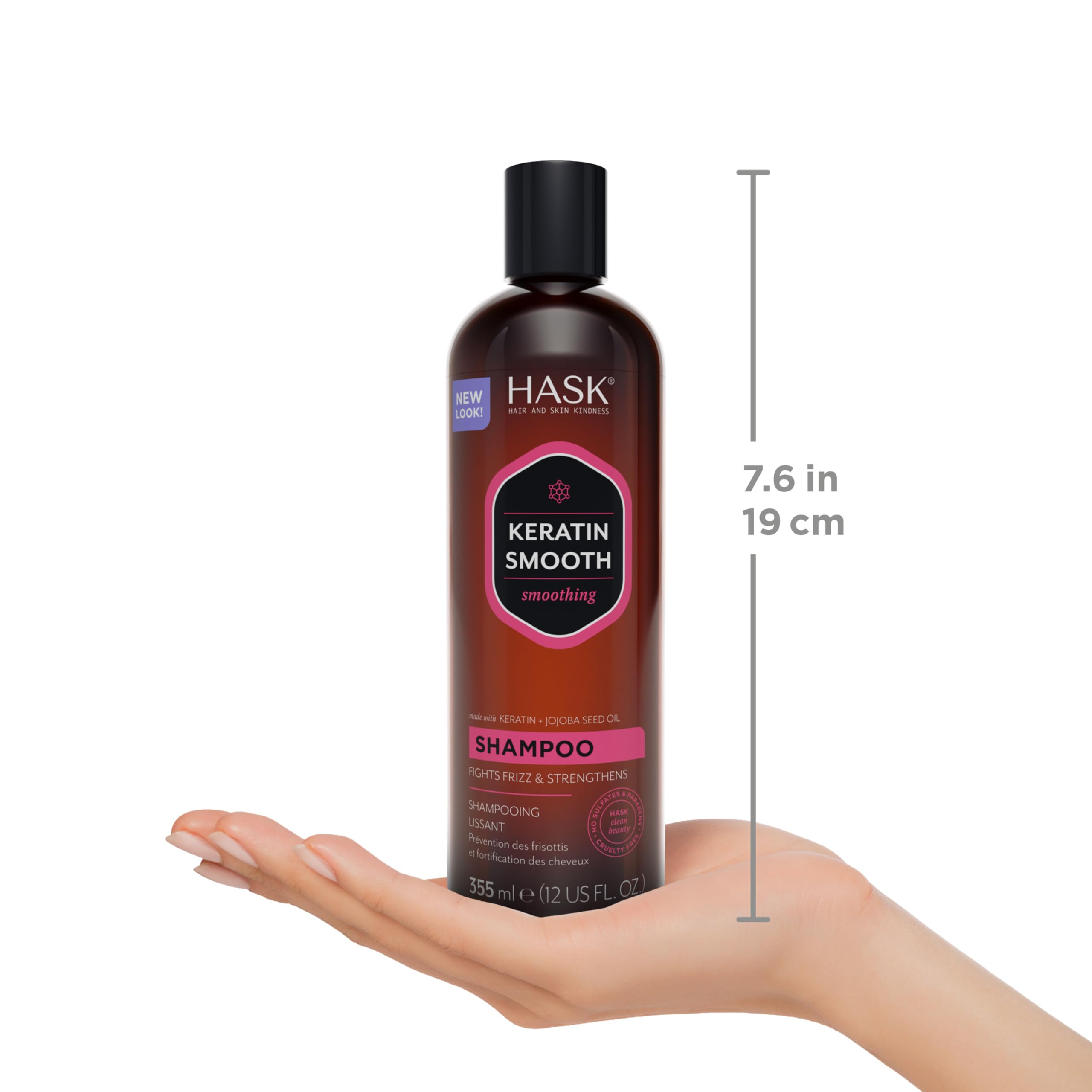 Shampoing HASK Keratine Lissante, nettoyage doux respectant les cheveux.