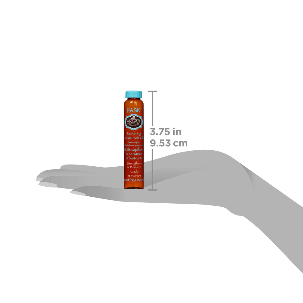Flacons HASK, soin quotidien pour cheveux secs et abîmés, finitions brillantes.