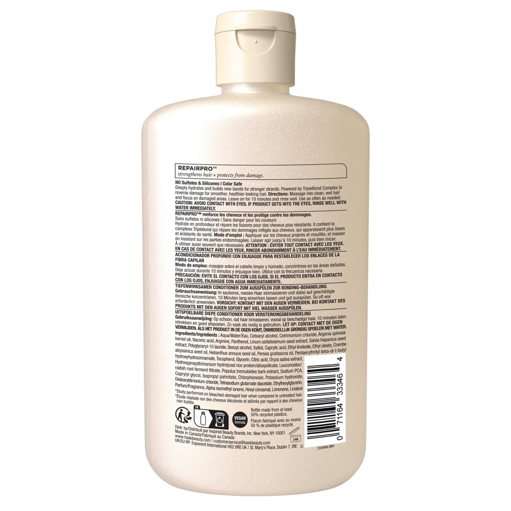 Avant et après : cheveux visiblement réparés avec HASK Liaison.