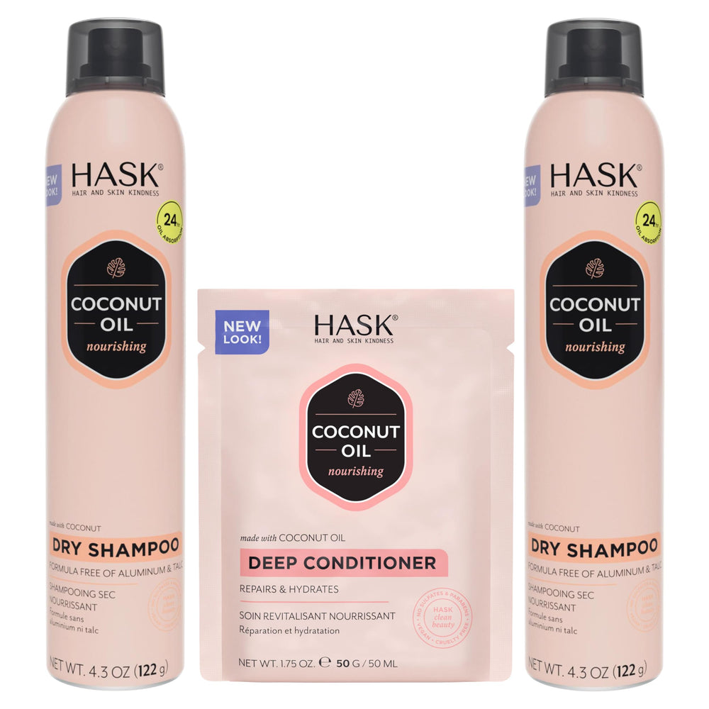 HASK duo shampoing sec et packette, rafraîchit les racines rapidement