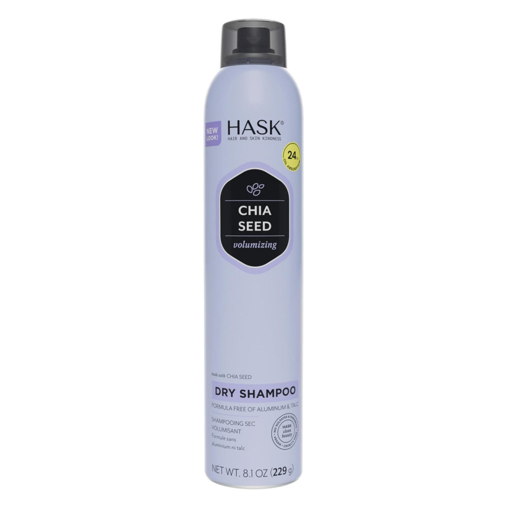 HASK shampooing sec chia-graines - flacon pulvérisateur pour application rapide et fraîcheur des racines.