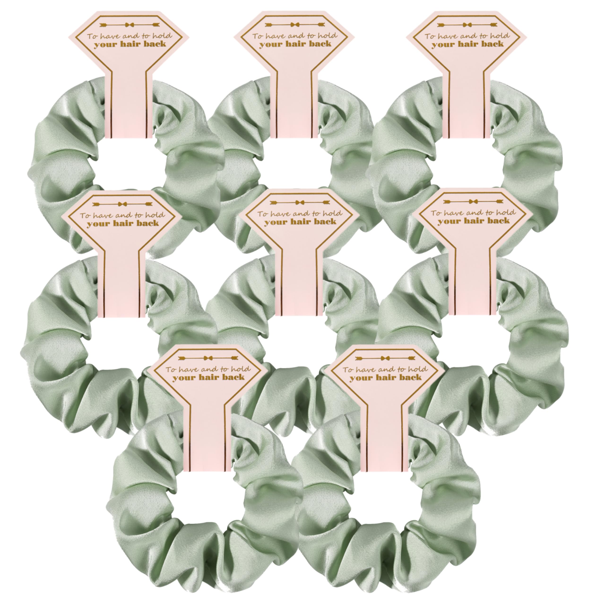 Hasoar scrunchies satin 8 pièces, vert sauge lin, cadeau pratique pour demoiselles d'honneur.