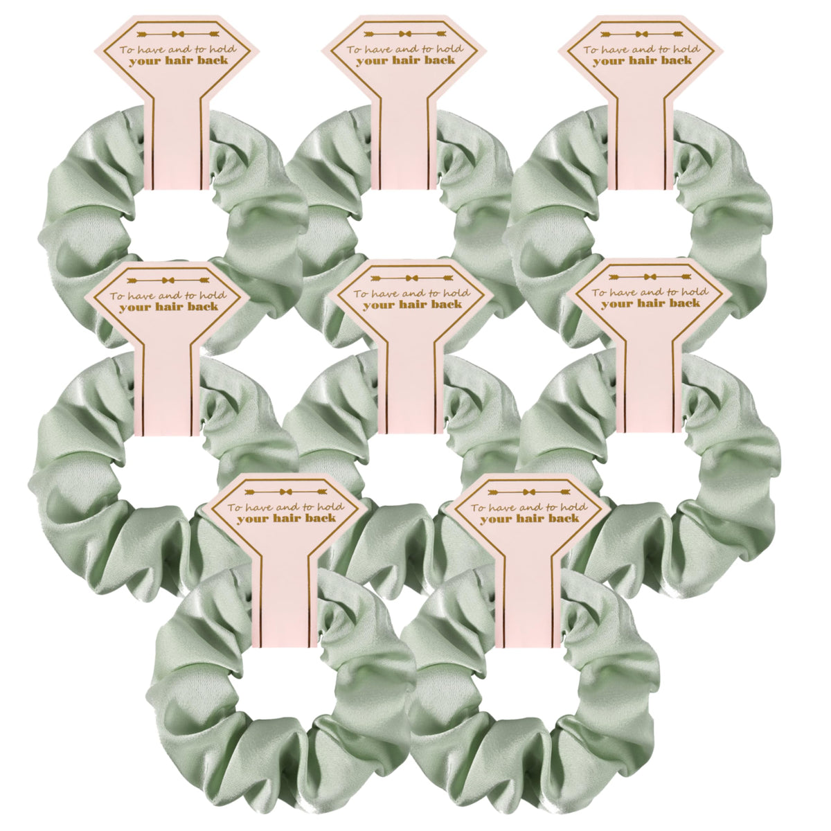 Hasoar scrunchies satin 8 pièces, vert sauge lin, cadeau pratique pour demoiselles d'honneur.