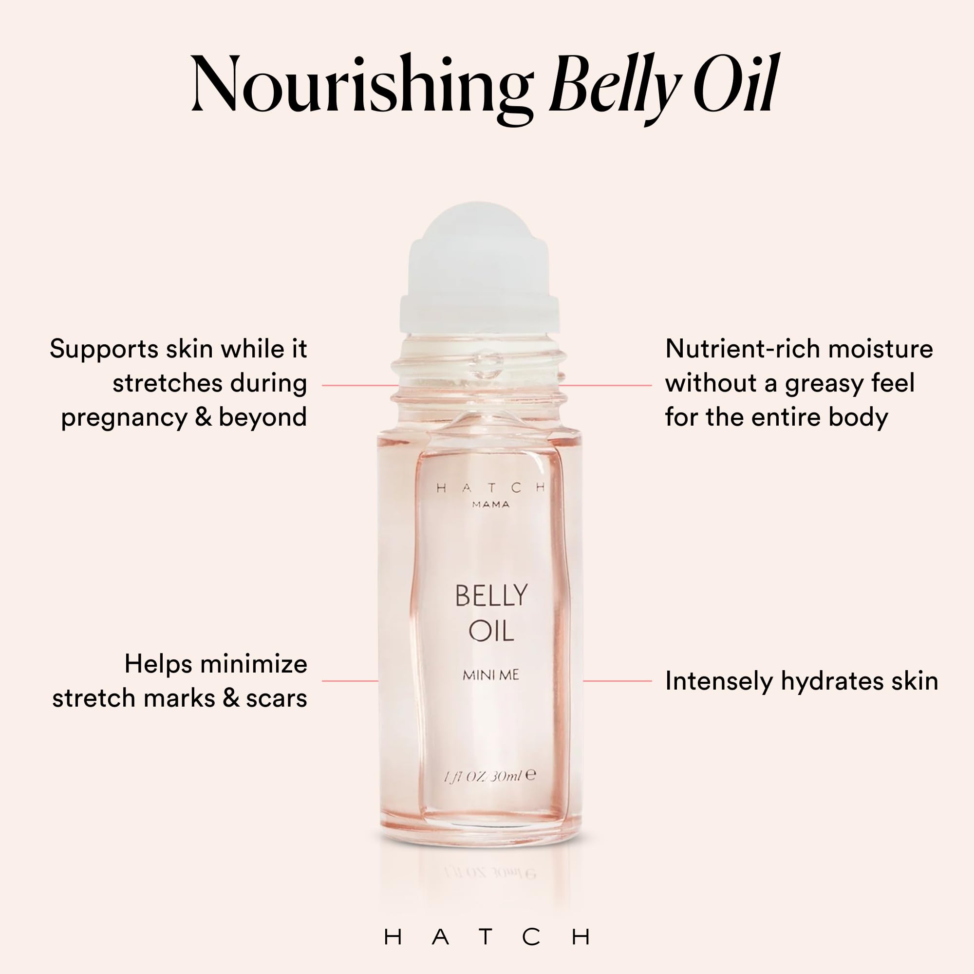 HATCH Belly Oil – utilisation après douche, peau mieux hydratée.
