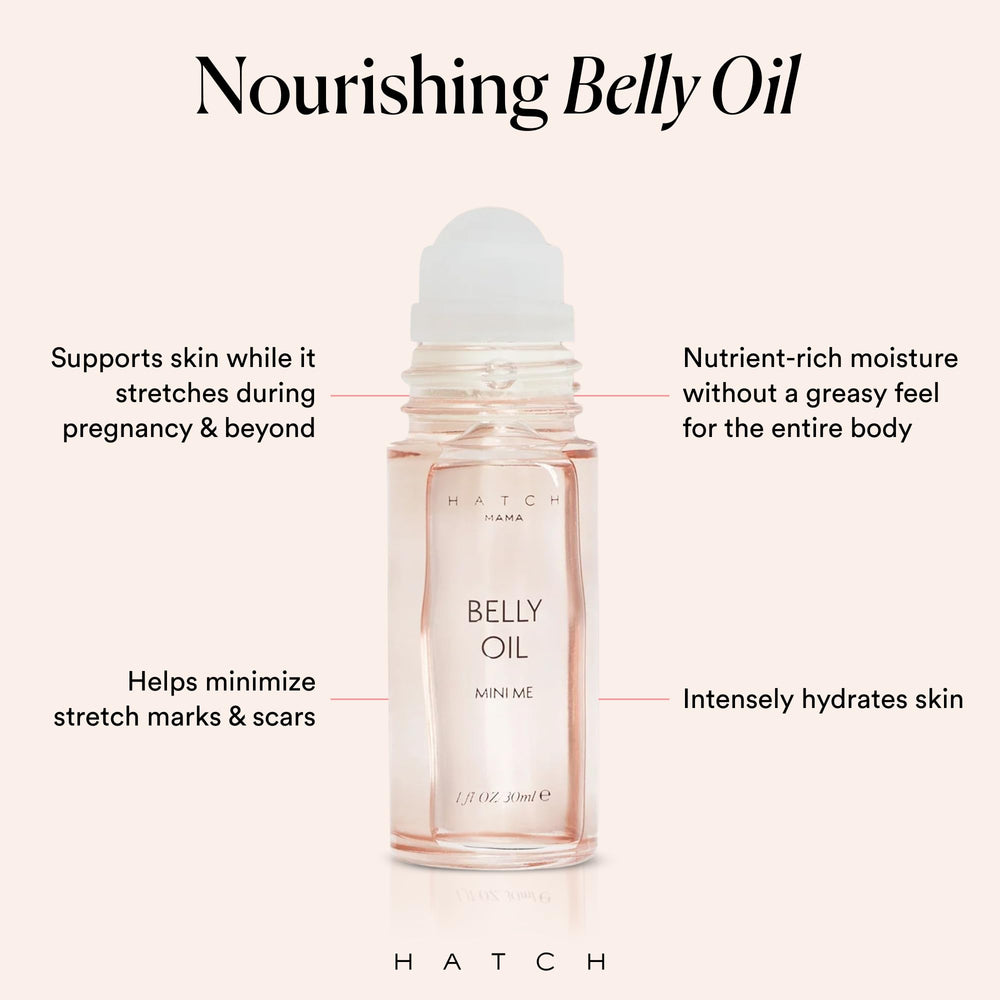 HATCH Belly Oil – utilisation après douche, peau mieux hydratée.