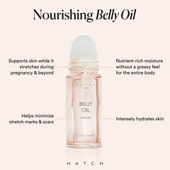 HATCH Belly Oil – utilisation après douche, peau mieux hydratée.